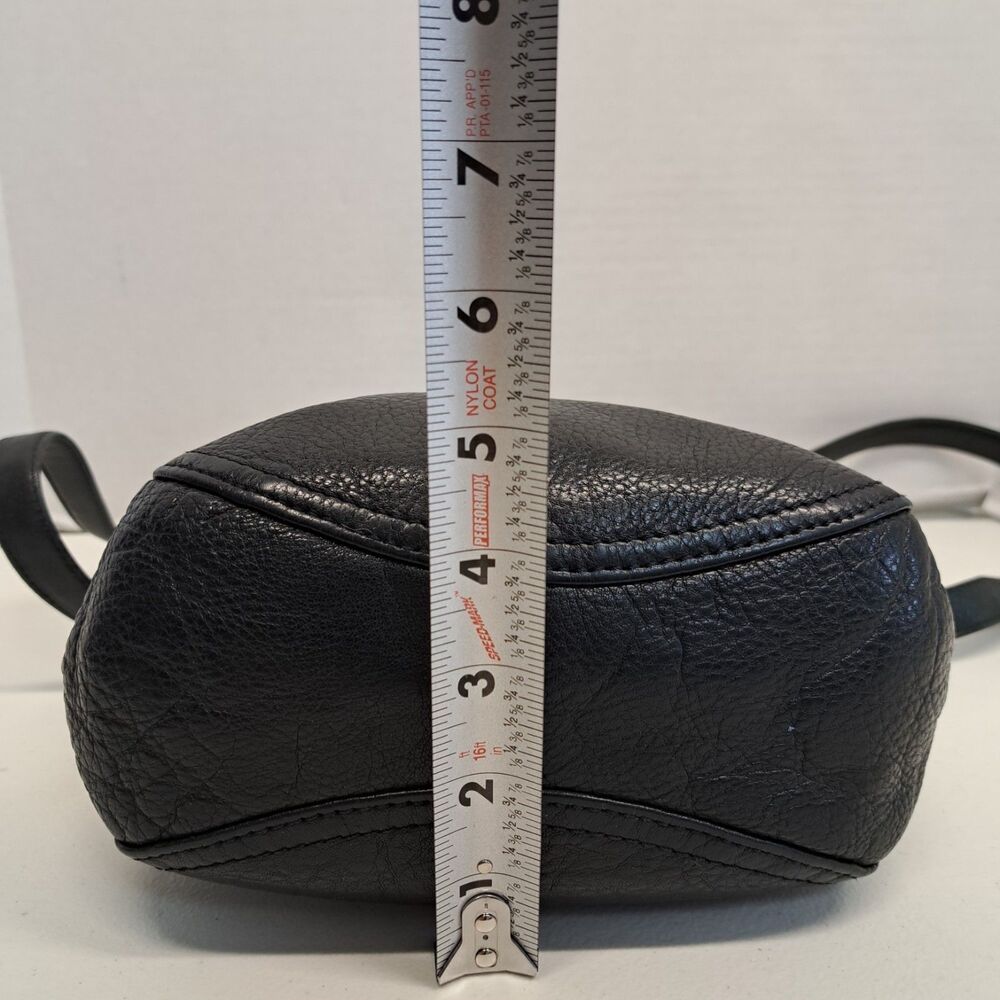 Anee Klein II Black Leather Handbag With Silver Metal  Handle And Shoulder Strap - Picture 8 of 14